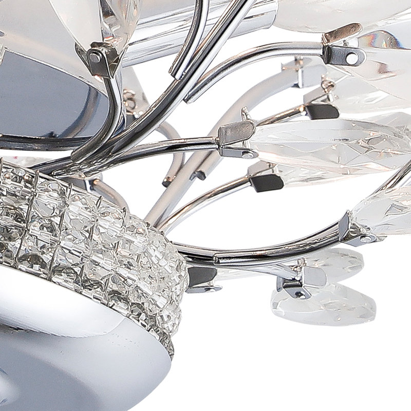 Grinstead 4 - Light 16.1'' Chandelier Style Tiered Semi Flush Mount with Crystal Accents, Chrome