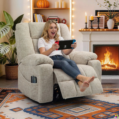 Vayun 40.94"W Chenille 4 Motors Liftable Recliner, Adjustable Headrest