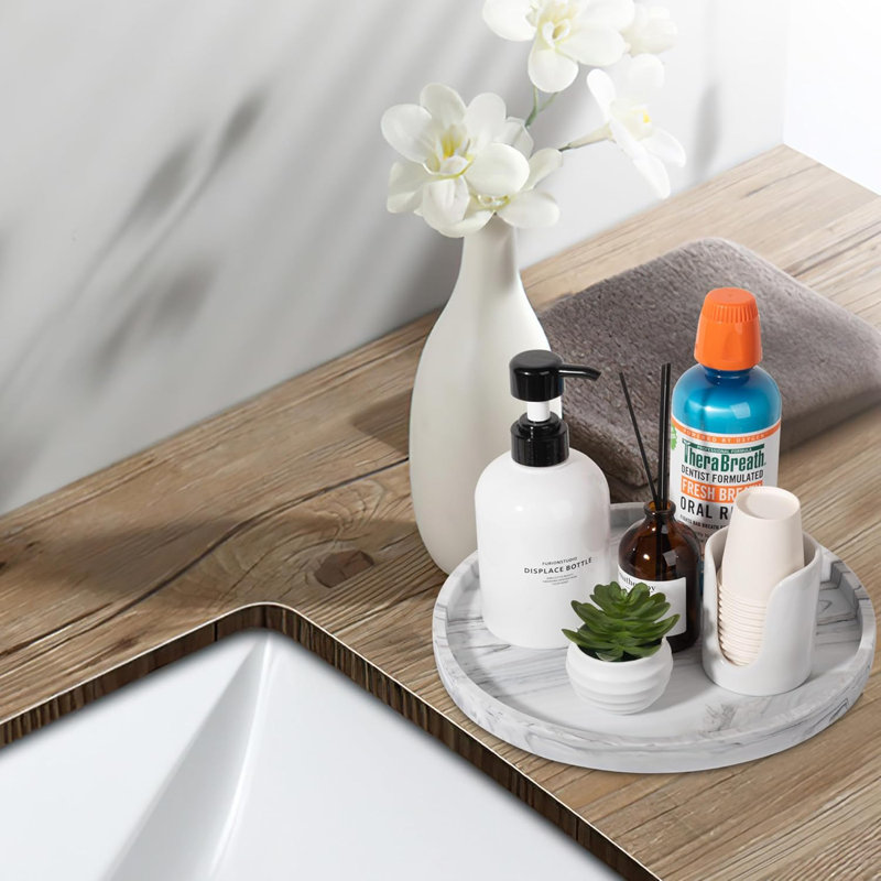 Silicone Decorative Tray For Bathroom Vanity, Kitchen Countertop, And Coffee Table - Non-Slip Round Organizer For Soap, Perfume, Candles, Plants, And More