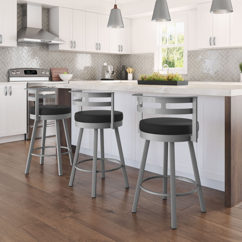 Brookford Swivel Counter & Bar Stool, Black , Bar Stool (30.625" Seat Height), Gray