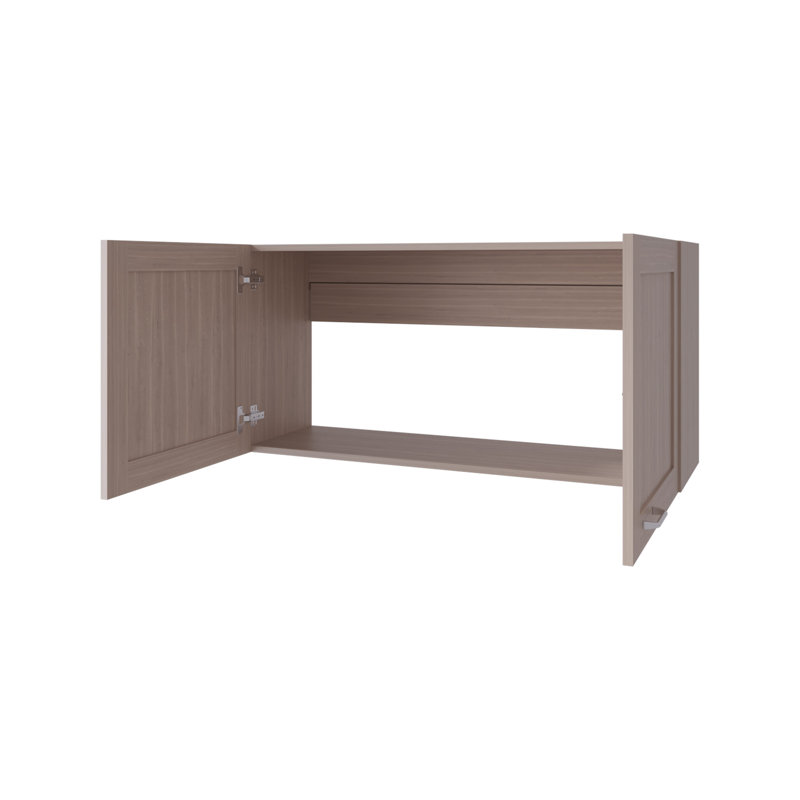 Armoire de rangement murale Ashura 39,4 po (100 cm) de largeur, 2 portes – Gris pâle, Naturel