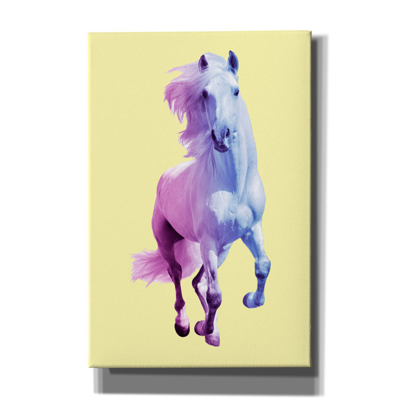 «Minimal Yelow Horse» par Mark Ashkenazi, art mural sur toile, H 60 po x l 40 po x P 1,5 po