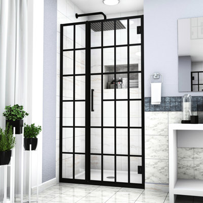 40" W X 72" H Glass Shower Door In Matte Black, Pivot Bathroom Delight Black With Glass, Mesmerizing Element
