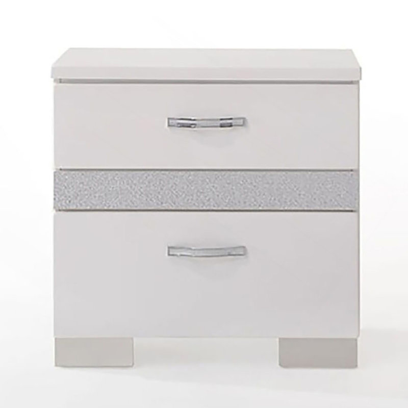 White High Gloss 3-Drawer Nightstand