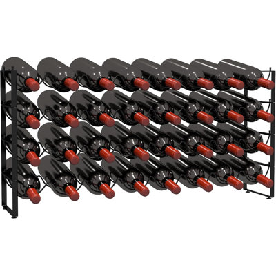 4 Tier Wine Rack, 32 Bottle Storage, Stackable Wine Rack For Cabinet Pantry (Dark Black)