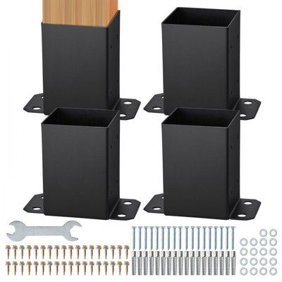 Paquet de 4 supports de poteaux de base de poteau en bois 4 x 4 (4 po x 3,6 po)