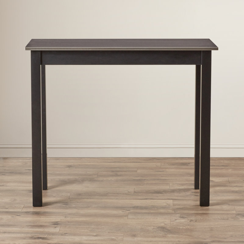 Modern Silver 40"D x 30"W x 30"H Polished Stainless Steel Top Bar Table, Black