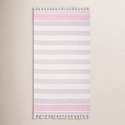 Striped Tasseled Cotton Beach Towel