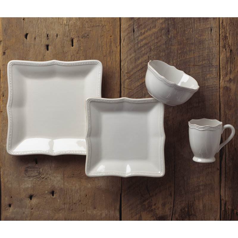 Lenox French Perle Bead 4 Piece Place Setting, Service for 1, Off White