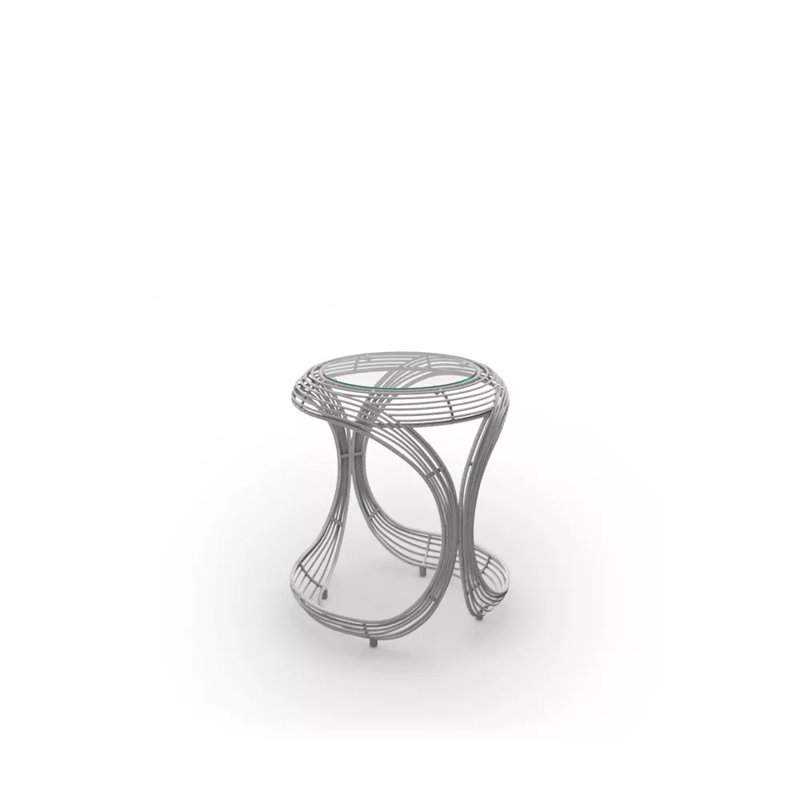 Manolo Outdoor Round Side Table, Whitewash