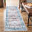 Washable Non-Slip Traditional Blue / Coral Rug -115161579