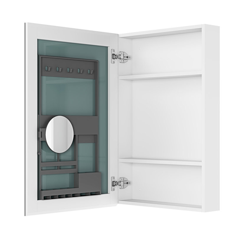 Armoire à pharmacie de salle de bain de 20 po x 30 po Pankuri avec miroir biseauté - ouverture à gauche, vaste rangement, bois d'ingénierie de qualité supérieure, charnières à fermeture silencieuse, bordures blanches, nombreuses installations de rangement, charnière robuste en mute,