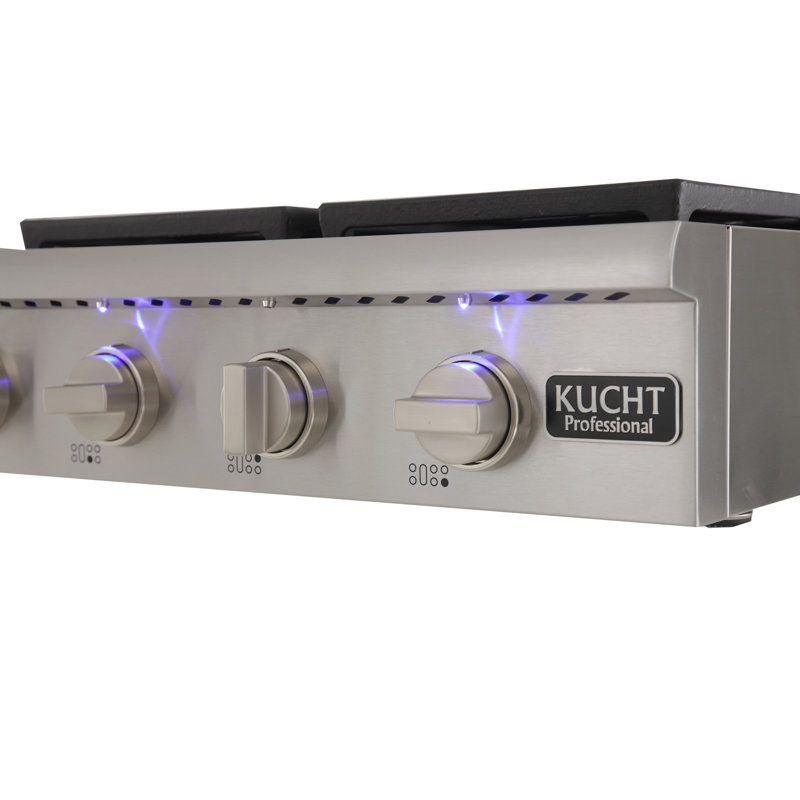 Kucht 48'' W Cooktop, Classic Silver, Natural Gas