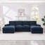 Canapé modulaire rembourré en velours côtelé 4 places avec 4 repose-pieds-125427992