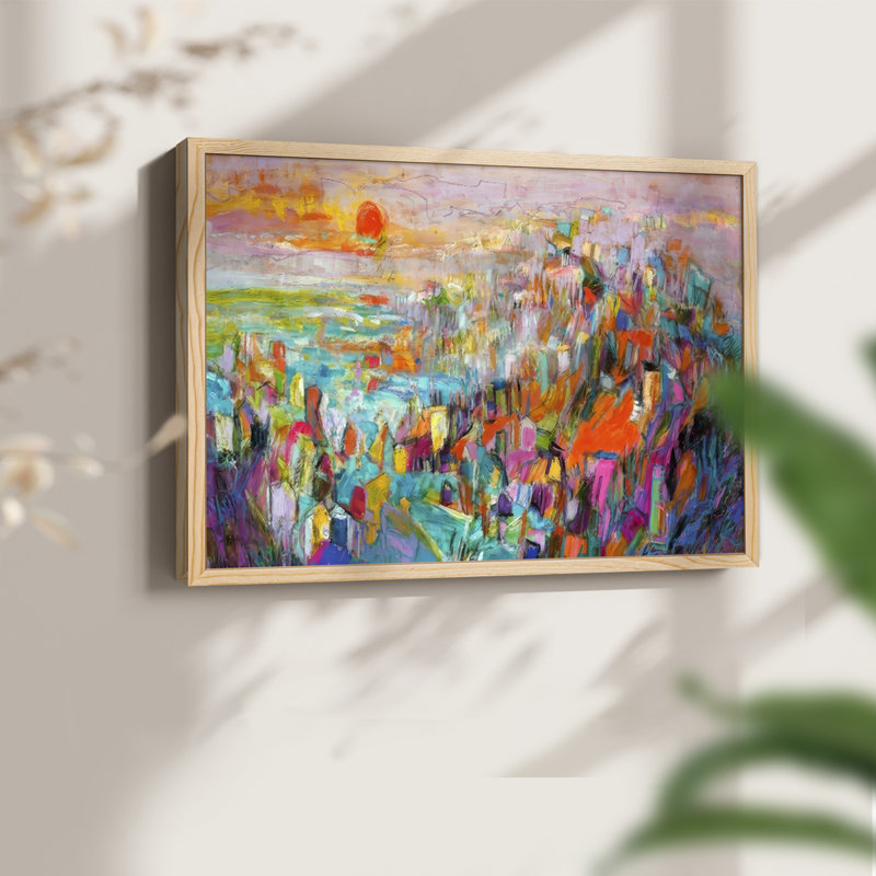 Île au soleil couchant II - reproduction encadrée - réarmable, Naturel, H 11 po x l 14 po