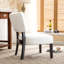 Fauteuil d'appoint capitonné en cuir mélangé avec sièges surdimensionnés, ivoire-814558675