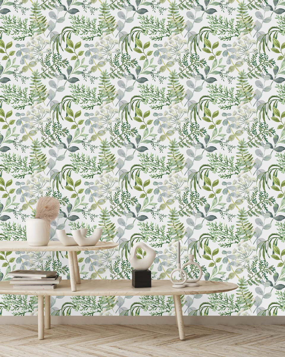 Red Barrel Studio Kahlea Green Leaves Peel and Stick Wallpaper Tile ...