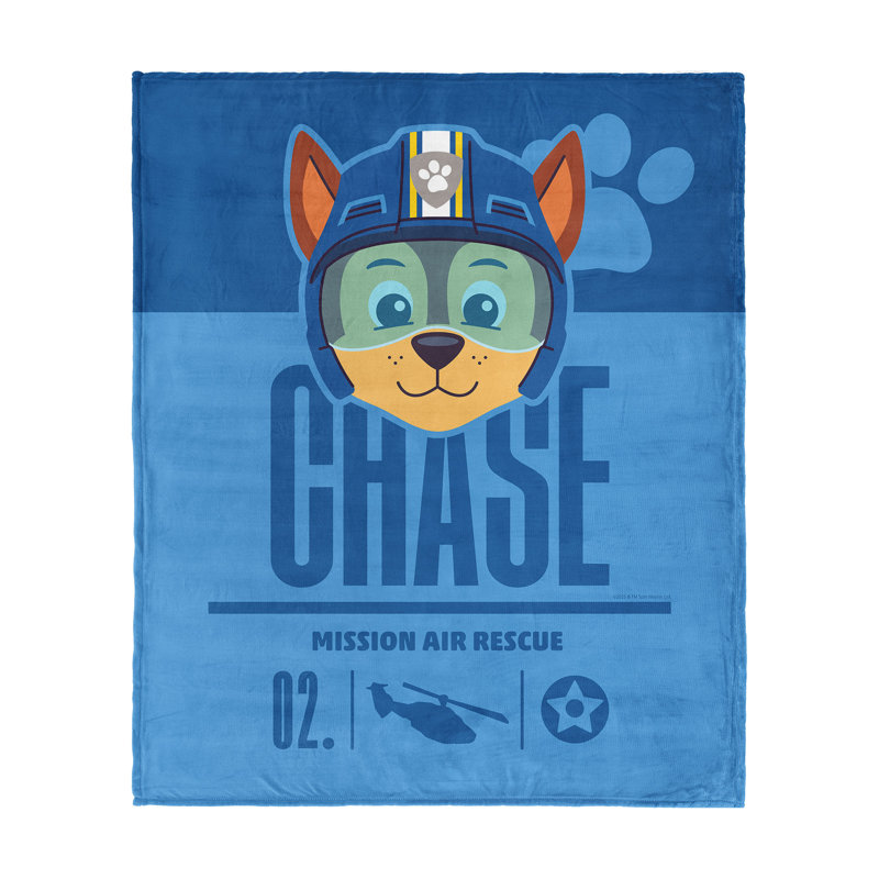 Paw Patrol High to the Silk Touch Throw Blanket Sky-High Adventure Graphic for Paw Patrol Fans, Chase, 60" L x 50" W, Blue