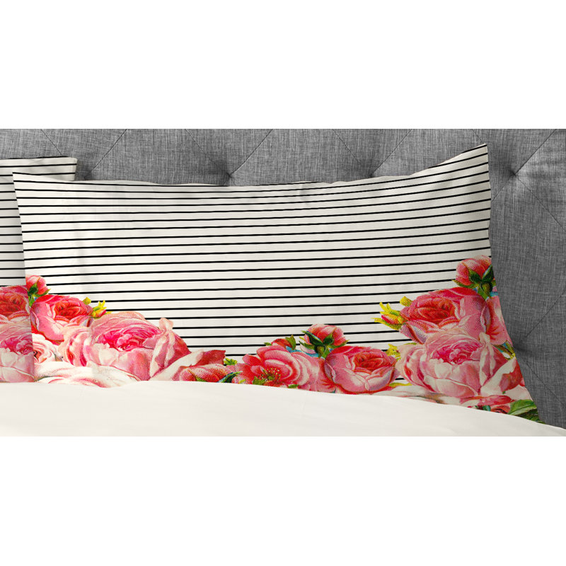 Allyson Johnson Bold Floral and Stripes Pillowcase, King
