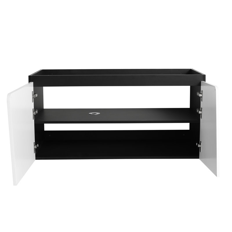 Meuble-lavabo 40 po avec fermeture en douceur, contemporain, blanc + noir, contreplaqué, option de rangement moderne, 40"