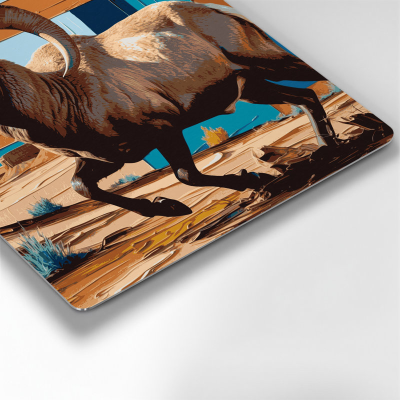 Art mural en métal du sud-ouest avec 7 moutons bighorn, H 144 po x l 144 po x P 0,05 po