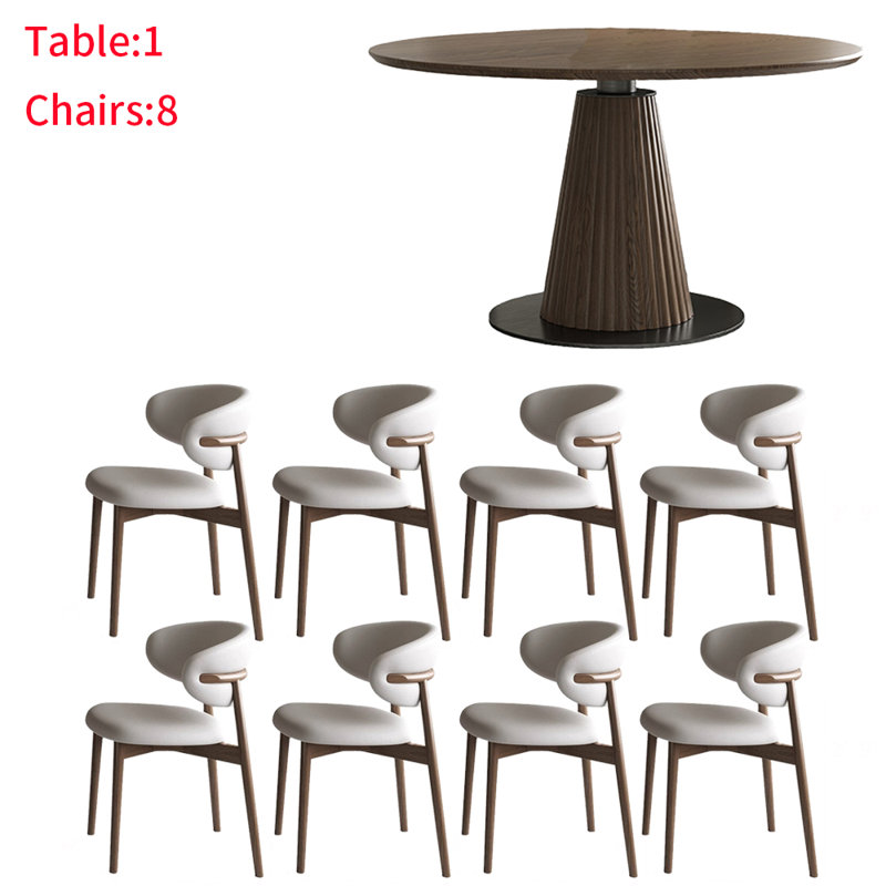Ensemble de table de salle à manger ronde en bois massif italien de 51 po