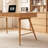 Transitional Natural Solid Wood Writing Desk (47.24" Wide) with 3 Fluted Front Drawers, Angled Leg Light Oak Laptop Table with Gold Metal Support for Study Room