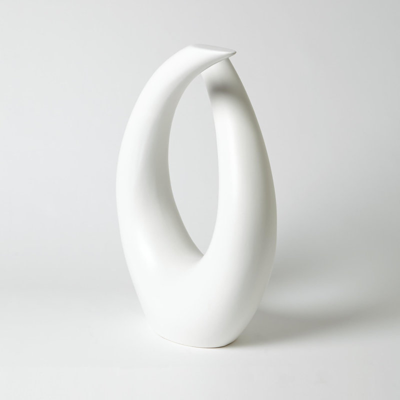 Matte White Ceramic Abstract Loop Sculpture