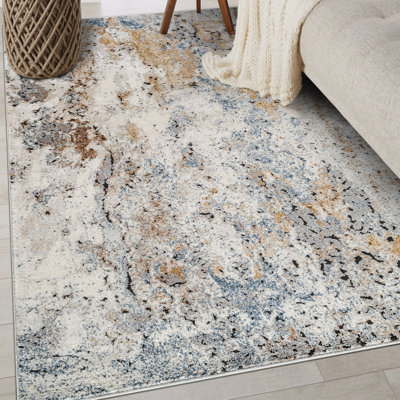 Blended Brushstroke Abstract Area Rug - Modern & Kid Friendly