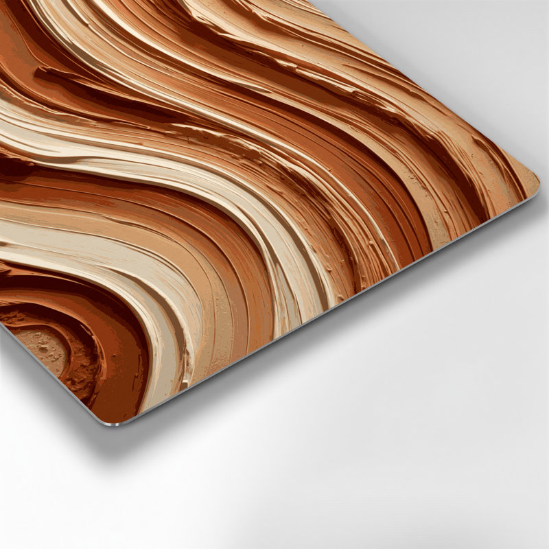 Diagonale rayures terre cuite beige brun, art mural en métal, H 14 po x l 11 po