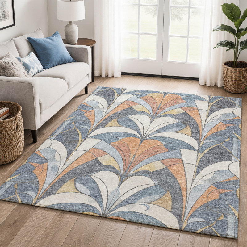 Premium Machine Washable Mayfield modern Rug, Denim, 8' x 10'