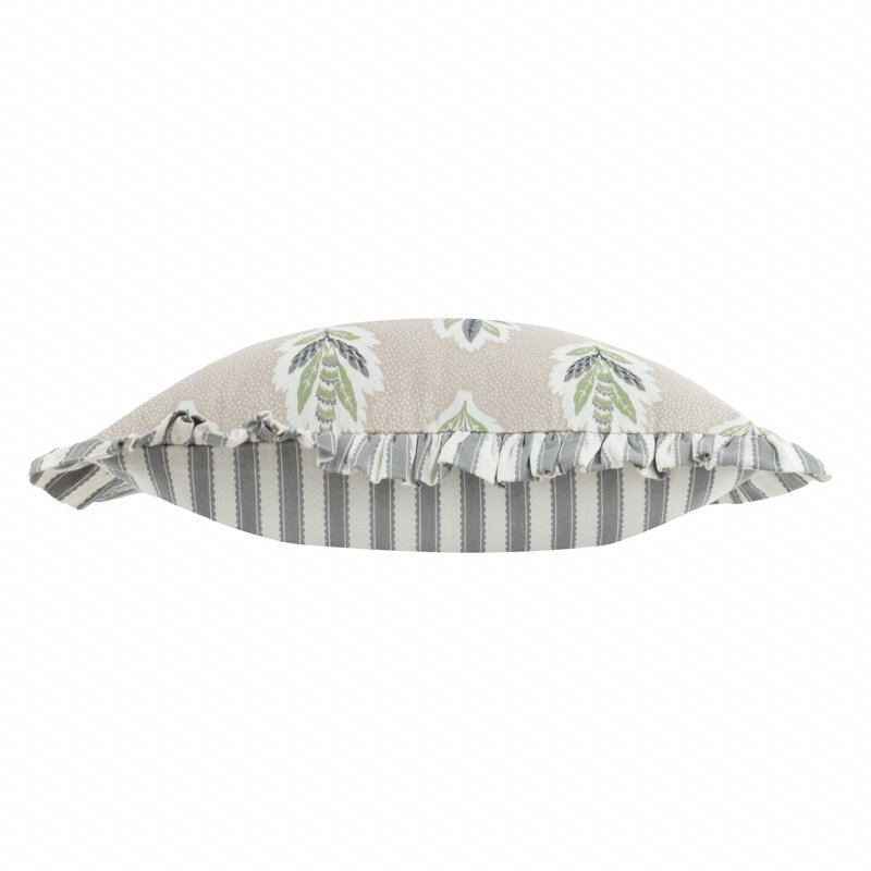 Sessile Leaf Floral Beige Square Throw Pillow Cover