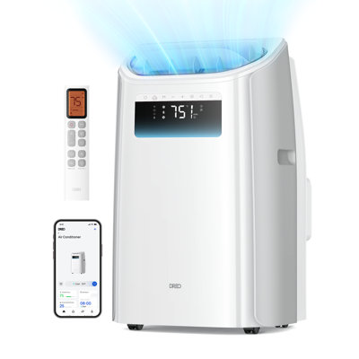 DRE0 8,000 Btu Smart Portable Ac Unit With Drainage-free Cooling, Remote, 45bd Quiet 200 Sq. Ft. W/fan In White