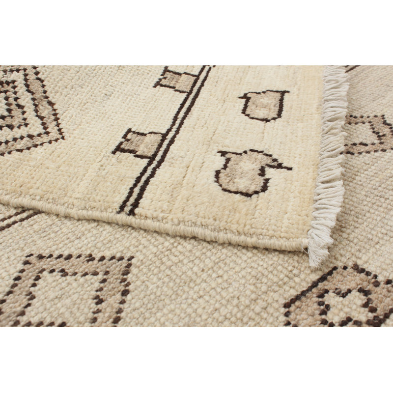 Tapis marocain crème en laine noué à la main de conception unique des années 2010 de 6 pi 4 po x 8 pi 10 po