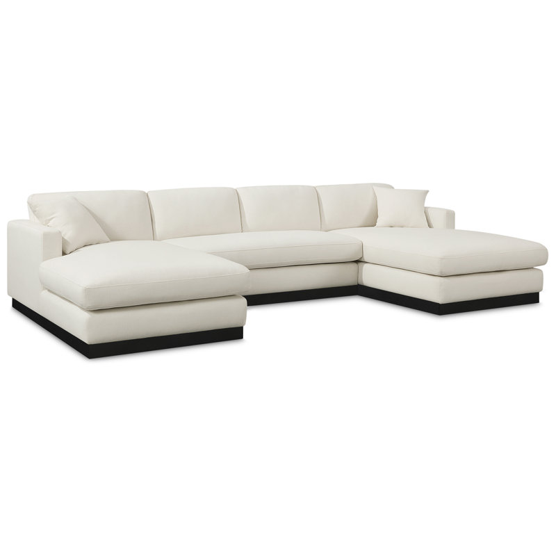 Canapé rembourré 127 po Iyanu, Tissu crème texturé en lin