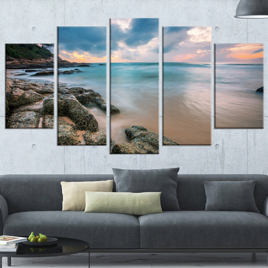 " Gloomy Tropical Sunset Beach " 5 - Pieces Highland Dunes
