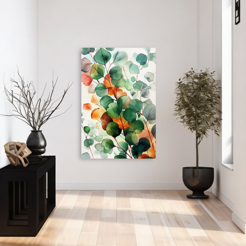 Douces branches d'eucalyptus abstraites, nature organique éthérée, art mural, H 48 po x l 32 po