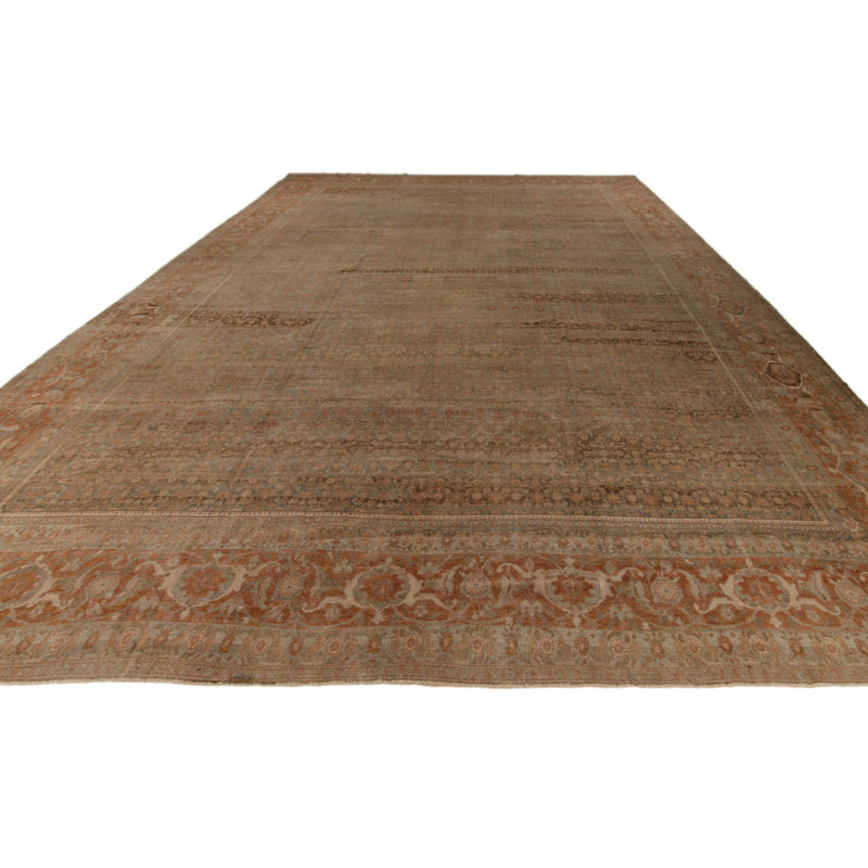 Tapis tribal turc anatolien brun clair et rouille 13 x 20