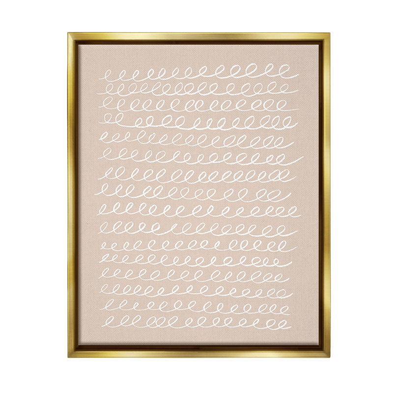 «Modern Modern Beige Squiggle», art mural sur toile flottante par Victoria Borges, Cadre flottant métallique doré