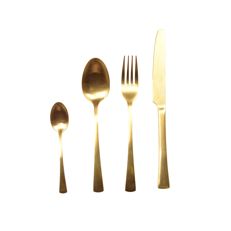 24 PIECES CUTLERY SET SHINY SILVER COLOR SERVICE FOR 6, Gold