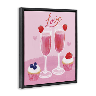 Valentine's Twin Champagne Framed Floater Canvas Wall Art by Be Ni La