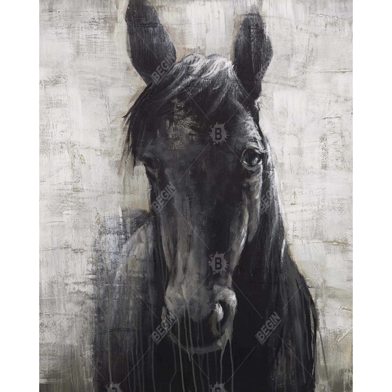 Cheval noir imprimé sur toile