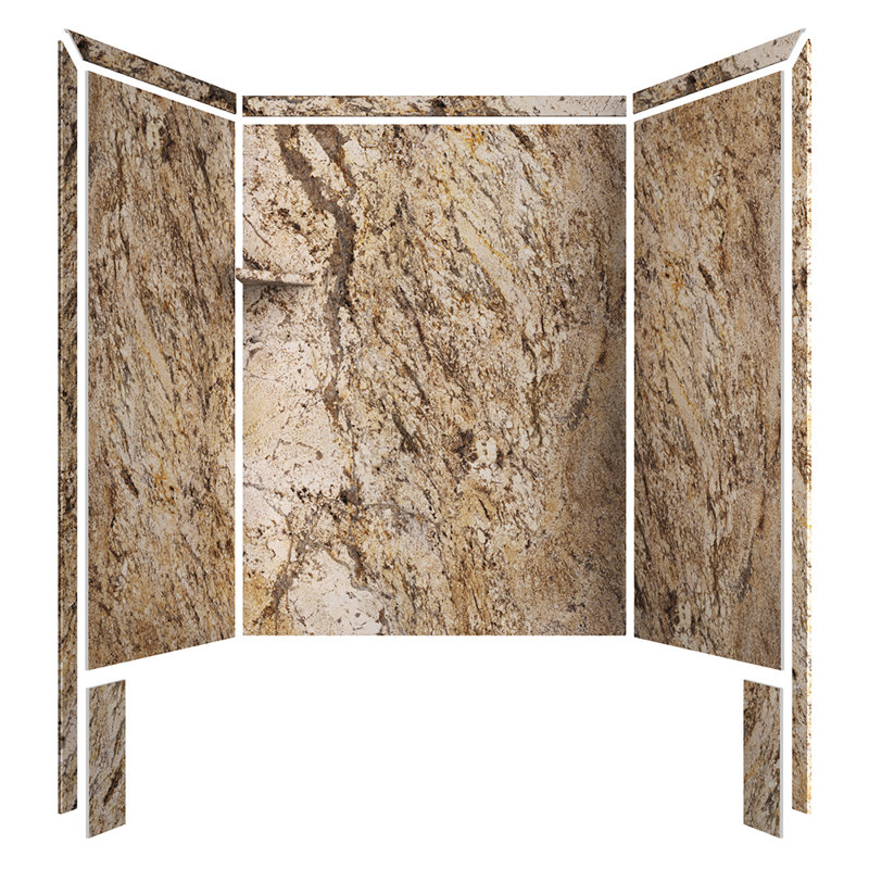 Bordure de baignoire / douche en alcôve sur les plages dorées FlexStone Royale l 60 po x P 36 po x H 80 po, Plages dorées