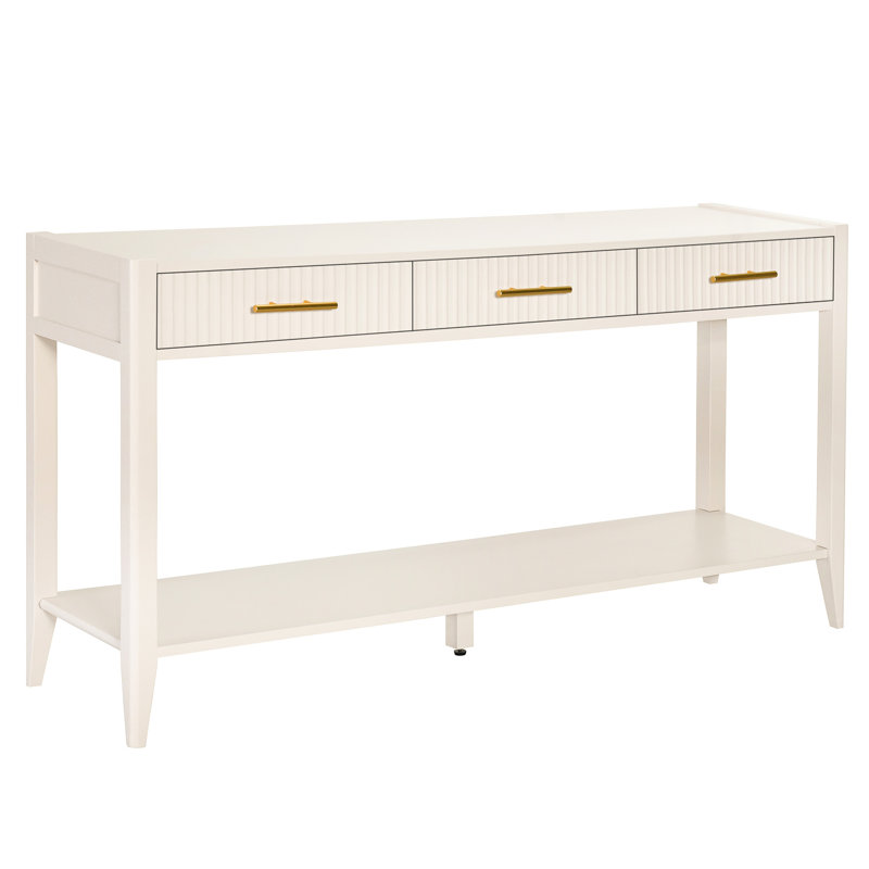 Ustyle Entryway Console With Metal Handles And Vertical Stripe Look Table Drawers Versatile Functionality