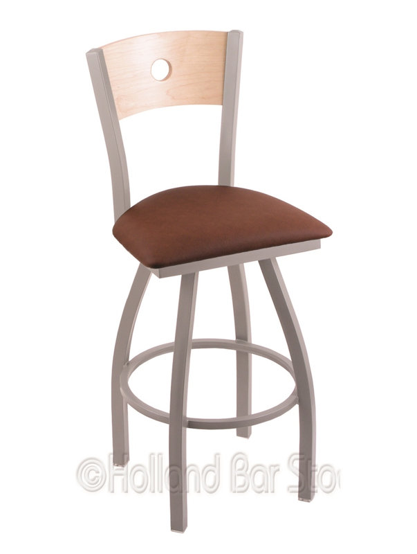 Tabouret de bar pivotant de 36" Lareau, Allante Espresso, Nickel anodisé, Chêne Naturel