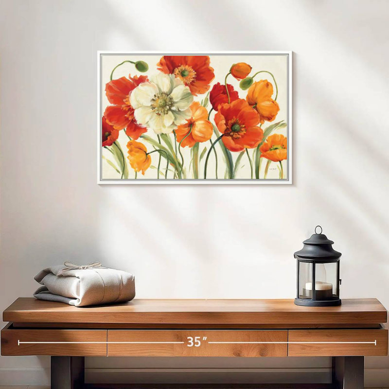 Mélodie des coquelicots, Cadre flottant blanc, 19 po x 13 po