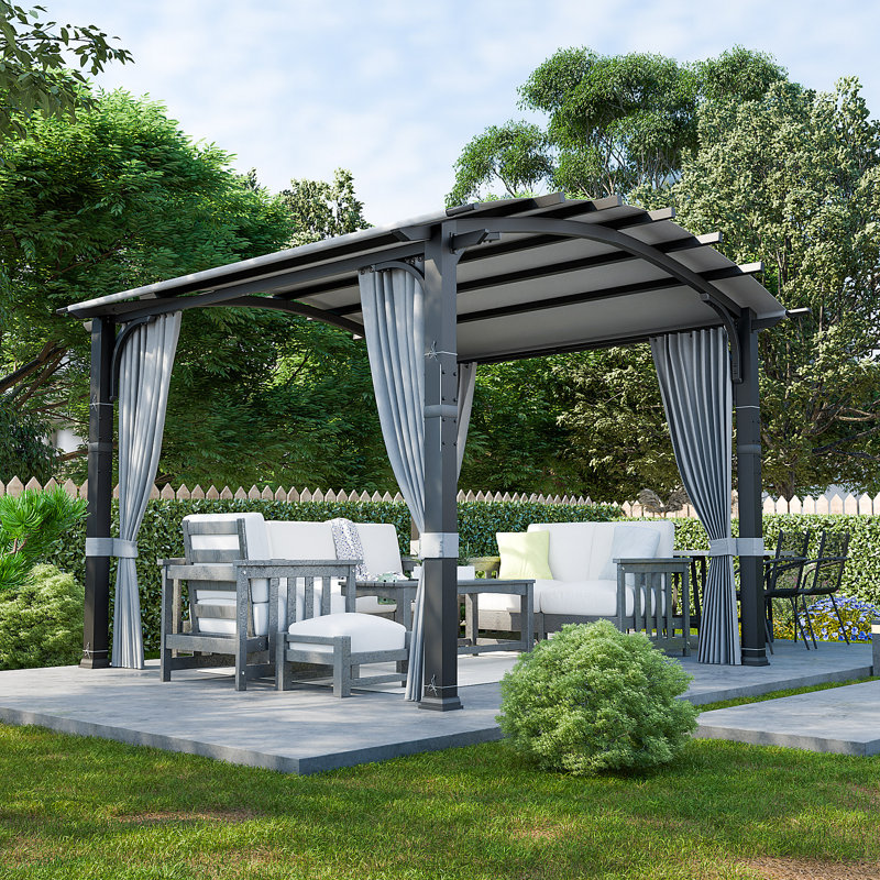 11 pi. L 10 pi. D Pergola en métal avec auvent: solution extérieure durable et élégante