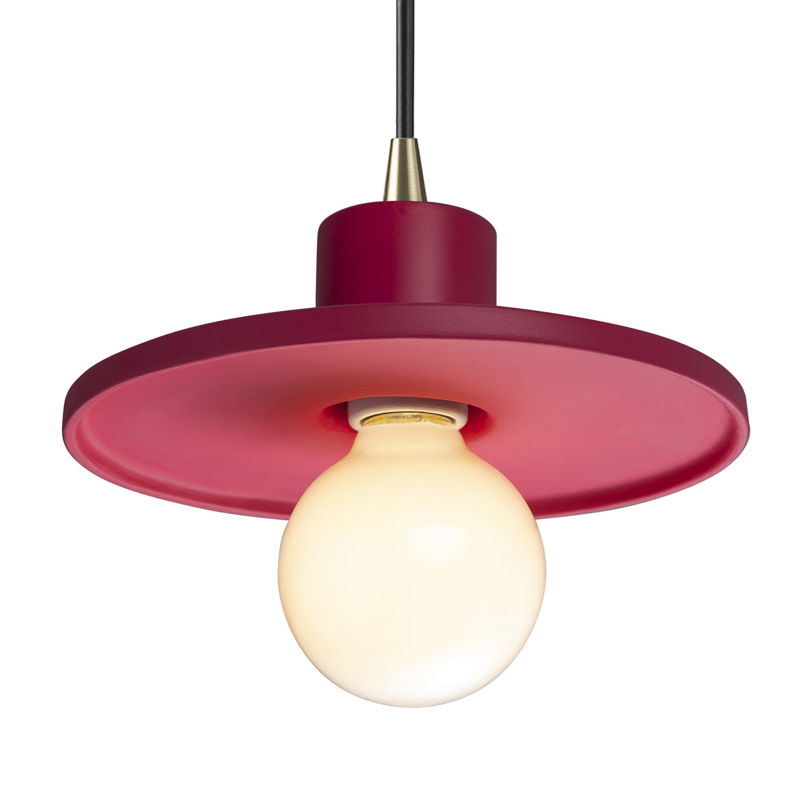 Marlena Dimmable Single Light Pendant, Cerise, Antique Brass