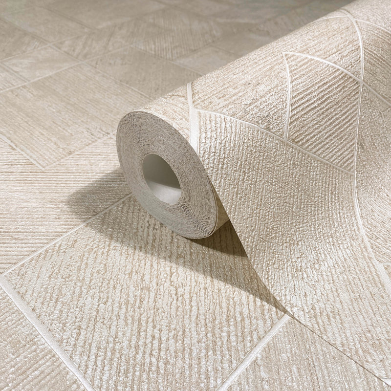 Papier peint Marqueterie beige, Beige