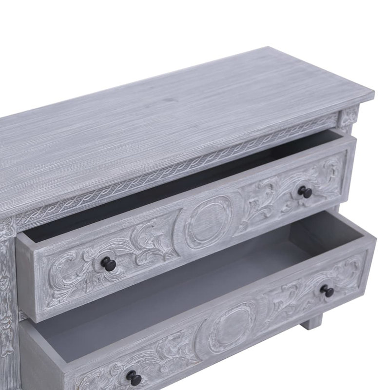 Buffet 2 tiroirs Pollyanna Buffet 2 tiroirs en bois d'acajou massif, Gris
